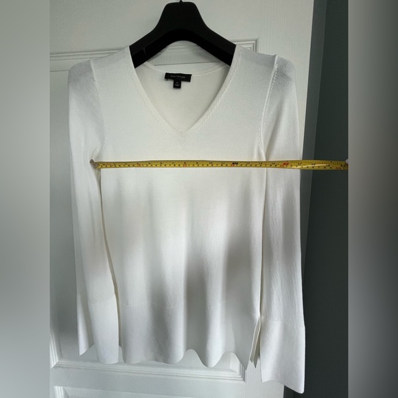 Ann Taylor White Fine Knit Sweater with Bell Sleeves - Picture 9 of 10
